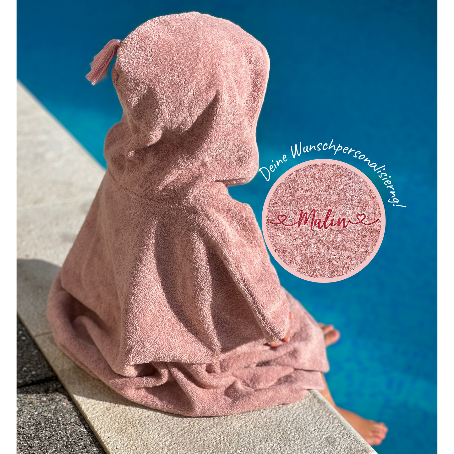 KINDERPONCHO MIT KAPUZE DUSTY ROSE