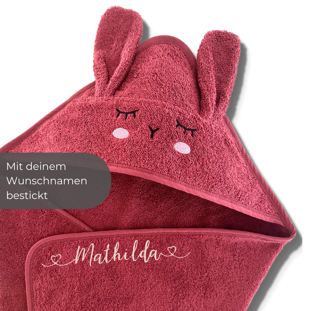 Kapuzenhandtuch Hase Rot