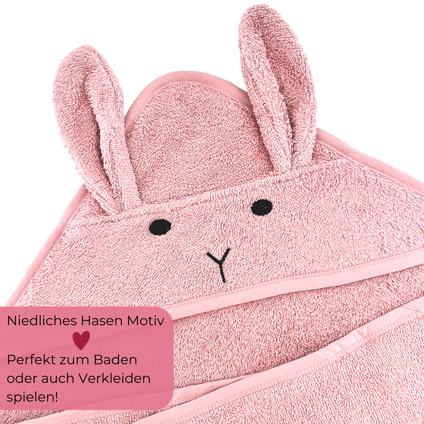 Kapuzenhandtuch Hase Rosa