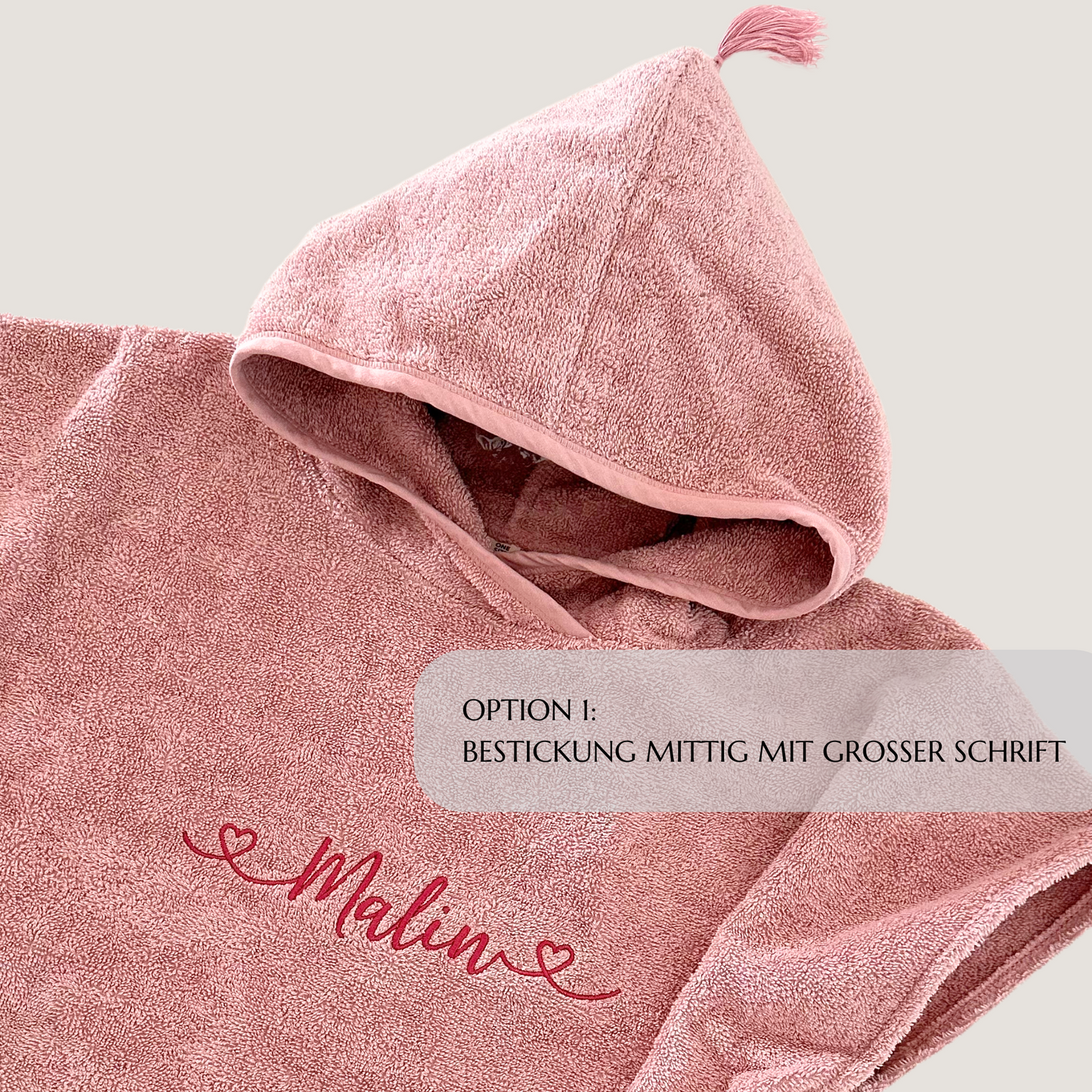 KINDERPONCHO MIT KAPUZE DUSTY ROSE